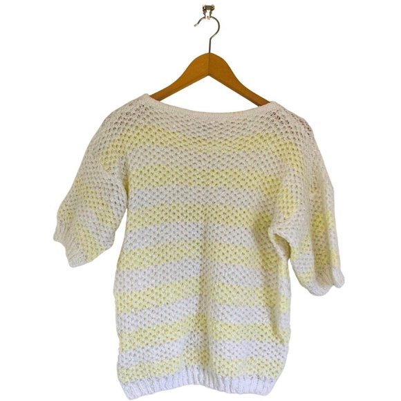 VINTAGE Womens Crochet Knitted Short Sleeve blouse Vest Top T-shirt - Picture 3 of 9